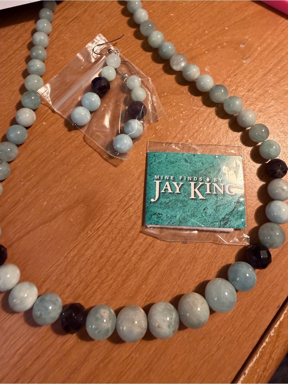 Jay King Light Blue Aquamarine Necklace with Dark Navy Accents